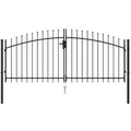 vidaXL Zauntor Doppelflügel mit Speerspitzen Stahl 3 x 1,25 m Schwarz