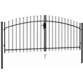 vidaXL Zauntor Doppelflügel mit Speerspitzen Stahl 3 x 1,25 m Schwarz 146027