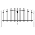 Zauntor Doppelflügel mit Speerspitzen Stahl 3 x 1,25 m Schwarz