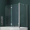 Mai & Mai Duschwand für Badewanne Badewannenfaltwand 6mm Sicherheitsglas mit NANO-Versiegelung Badewannen-Aufsatz Wandanschlag links BTH: 70x120x1... - Transparent