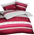 Kaeppel Bettwäsche Edelweiss Kristalle Karmin Rot Grau Weiß, Biber, 2 teilig, tolles Wintermotiv