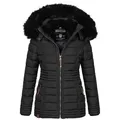 Navahoo Winterjacke Navahoo Umay Princess Damen Winter Steppjacke B900 mit kuschligem Teddyfell und abnehmbarer Kapuze schwarz XL (42)