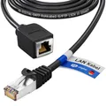 HB-DIGITAL 10m LAN Kabel Rohkabel CAT 7 Verlängerung für Ethernet Netzwerkkabel RJ45 Stecker auf RJ45 Buchse 10 Gbit/s S/FTP Kupfer PIMF - Schwarz