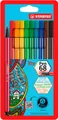 STABILO Filzstift Premium-Filzstift - STABILO Pen 68 - 10er Pack - 10 Farben, Made in Germany