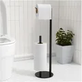Toilettenpapierhalter schwarz, Edelstahl, freistehend, Rollenregal, Badezimmer