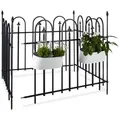 Relaxdays 8x Gartenzaun Metall GOTH Schwarz