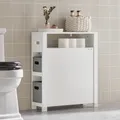 SoBuy BZR83-W Nischenregal mit 2 abnehmbaren grauen Körben Küchenregal Badezimmerregal Badezimmerschrank Nischenschrank toilettenpapier aufbewahrung Badmöbel Weiß BHT ca.:20x70x60cm