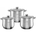 Zilner 6-teiliges Set aus Edelstahl, drei Töpfe, alle Herdarten, Induktion, ideal als Geschenk, modernes Design, Funktionalität Zl-7350 7L/9L/11L - Silber