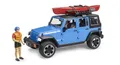 bruder 02529 - Jeep Wrangler Rubicon Unlimited mit Kajak & Figur - 1:16, Offroad Fahrzeug, Geländewagen, Auto, Spielzeug ab 4 Jahre