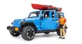 Bruder 02529 Jeep Wrangler Rubicon blau Kajak + Figur Geländewagen SUV
