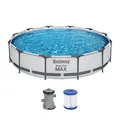 Bestway® Steel Pro MAX™ Frame Pool Set mit Filterpumpe Ø 366 x 76 cm, lichtgrau