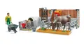 BRUDER®  62611  bworld Kuh- und Kälberstall mit Landwirt,  NEU & OVP