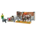 BRUDER Spielzeug bworld Kuhstall Kälberstall Stall mit Landwirt Bauer / 62611