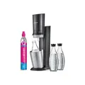 SodaStream Crystal 3.0 Titan Wassersprudler mit CQC CO2-Zylinder und 3x Glaskaraffe