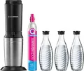 SODASTREAM CRYSTAL 3.0 Wassersprudler titan, Vorteilspack (3x Glaskar.
