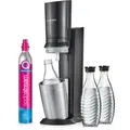 SodaStream Wassersprudler Crystal 3.0 - Vorteilspack, (Set, 5-tlg), mit Quick Connect CO2-Zylinder und 3x Glaskaraffe 0,7 L schwarz