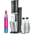 SodaStream Crystal 3.0 Titan Wassersprudler inkl. 1 CO2-Zylinder, 3 Glaskaraffen