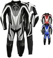 GermanWear Einteiler Motorradkombi Motorrad Lederkombi aus Rindsleder Echtleder Kombi , Größe:60/4XL, Farbe:Grau