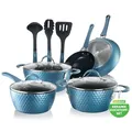 NutriChef Töpfe & Pfannen, 11 Teiliges- Topf und Pfannenset, Inkl. Küchenlöffel, Keramik Antihaftbeschichtet, Für alle Herdarten inkl. Induktion, Ideal für Familien & Single-Haushalte