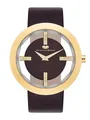 Rhodenwald & Söhne Lucrezia Damenuhr Edelstahl Gold 3 ATM verziert mit Kristallen Lederarmband Braun - Fashion-Uhr Frauen Skeletonoptik
