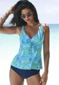 Bügel-Tankini-Top "Lapa", Unter der Brust regulierbar mit tropischem Print, Gr. 38 - Cup D, türkis bedruckt Cup D