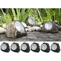 6er SET LED DEKO Solarsteine für den Garten & Außenbereich, IP44 geschützt grau
