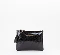 Umhängetasche "POCHETTE GERANIUM", Schultertasche Mini Bag Handtasche Damen, Gr. B/H/T: 26 cm x 19,5 cm x 2,5 cm, NERO