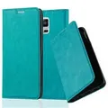 Cadorabo Hülle für Samsung Galaxy NOTE 4 Schutz Hülle in Türkis Handyhülle Etui Case Cover Magnetverschluss