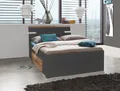 Stauraumbett SCHLAFKONTOR "Mars", grau (graphit, montanaeichefarben), B:146cm H:97cm L:216cm, Betten, Stauraumbett, inklusive 2 Schubkästen und LED-Beleuchtung