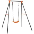 KETTLER Einzelschaukel Single Outdoor | Stabiles Schaukelgestell inklusive Schaukelsitz und Bodenanker | Metallgerüst | 50kg belastbar | Kinder ab 3 Jahren (Grau)