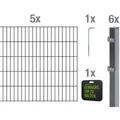 Alberts Doppelstabmattenzaun Grundset, (Set), Höhe: 80-200 cm, Gesamtlänge: 4-30 m, zum Einbetonieren grau 10 m x 100 cm