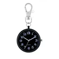JewelryWe Taschenuhr Uhr mit Karabiner Schlüsselanhänger: Damen Herren Karabineruhr Klassische Einfache Analog Quarz Uhren mit Schwarz Rundem Gehäuse und großen Arabischen Zahlen Zifferblatt