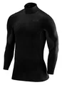 TCA Kompressionsshirt für Herren mit Kragen - Funktionsunterwäsche Herren Jungs Stehkragen - Funktionsshirt Langarm - Baselayer Fahrrad Laufen Gym - Compression Shirt - Schwarz/Schwarz, XL