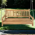 2-Sitzer Gartenschaukel Susana, hängende Bank 120 cm, Teakholz massiv, Schaukelbank für den Garten, pflegeleichtes Unikat - Braun
