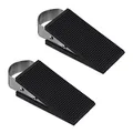Relaxdays 4 x Türkeil, Gummi, Edelstahl, rutschfeste Keile, Türstopper für Boden, HBT: 3 x 5 x 12 cm, schwarz/Silber