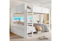 STILVORA Etagenbett 160x200 mit Stauraumschränken,Jugendbett Holzbett mit Lattenrost&LED (Stauraumschränken & Schutzgeländer – für Kinderzimmer & Familien – sicheres Massivholz, 1-St., 204 x 165 x 160)