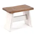 DESIGN DELIGHTS RUSTIKALES SITZBÄNKCHEN SCHEMEL 40" | Mahagoni, massiv, 40x31x25 cm (BxHxT) | Fußhocker, Dekohocker aus Holz | Farbe: 06 weiß-Landhaus