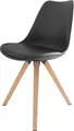 byLIVING Esszimmerstuhl Kira 2er-Set, Gestell Metall in Eiche-Optik, Sitzschale und Sitzkissen in schwarz