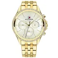 Tommy Hilfiger Multi Zifferblatt Quarz Uhr für Damen mit Gelbgoldfarbenes Edelstahlarmband - 1781977
