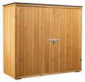 Wiltec Gartenhaus mit Doppeltür in Naturfarbe Holz 136 x 58 x 127 cm Gerätehaus für den Garten Geräteschuppen Gartenschrank Geräteschrank