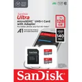 SANDISK Ultra mit Adapter (2-Pack) (128 GB, microSDXC, U1, UHS-I) (SDSQUAB-128G-GN6MT)