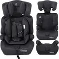 FableKids Autokindersitz Autositz Kinderautositz für Kinder 76-150 cm ab 15 Monaten 3-Punkt-Gurt einstellbare Kopfstütze ECE Schwarz - Schwarz