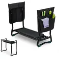 Relaxdays Kniebank Für Gartenarbeit, Klappbar, Bis 150kg, Inkl. 2 Taschen, Gepolsterte Kniehilfe, 50x60x27,5 Cm, Schwarz