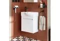 Roomart Badmöbel-Set LEO Gäste-WC Set 46,5 cm, nur 24,5 cm tief, Soft-Close, 4 Farben, (Komplett-Set, • Unterschrank mit Waschbecken • Badezimmer Möbel • Gäste WC), Soft-Close, nur 24,5 cm tief, Wandmontage, Keramikbecken, modular