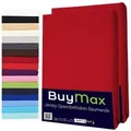 Buymax Spannbettlaken 2-er Set, Doppelpack, Bettlaken, Jersey 100% Baumwolle, Gummizug: rundum, (2 Stück), Pflegeleicht und Atmungsaktiv in Verschiedenen Farben und Größen rot 200 cm x 200 cm
