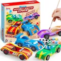 Klever Kits 4 Stück Holz Auto Bastelset Kinder,Kreativ Geschenke für Kinder Jungen 6 7 8 9 10 11 12 Jahren,Auto zum Bemalen und Basteln Holzbastelset Car