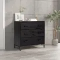 Kommode Schwarz 75x35x70 Cm Massivholz Kiefer Vidaxl