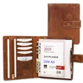 ALMADIH Leder A5 Terminplaner mit Ringmechanik Kalender 2025 Schreibblock Premium Rindsleder Braun Deluxe Ledermappe Mappe Schreibmappe Organizer Terminkalender Mappe Ringbuchmappe (A5-Ter-BD)
