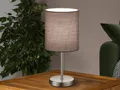 Tischleuchte JERRY 1 flammig Chrom Stoffschirm in Grau, 28cm hoch - R50491011