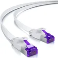 deleyCON 25m RJ45 Patchkabel Flachkabel mit CAT7 Rohkabel Netzwerkkabel Ethernetkabel Slim U/FTP Gigabit Ethernet Lan Kabel Kupfer - Weiß